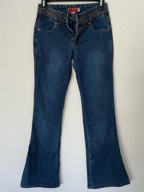 Hip Jeans Y2K Bootcut Jeans Embellished Waist Flare Denim Blue Size 5